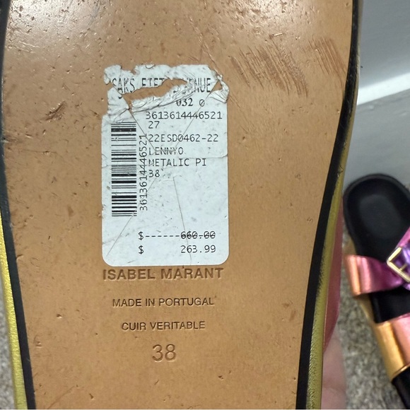 Isabel Marant metallic leather slides size 38 (8 in American sizing) - Picture 4 of 5